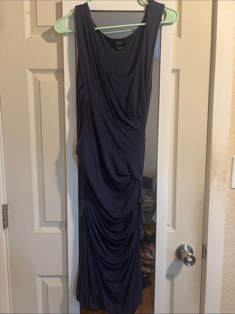 Deletta by Anthropologie Navy Draped Midi Dress